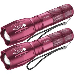 Victoper LED Flashlight 2 Pack Red, Bright 2000 Lumens Tactical Flashlights High Lumens with 5 Modes, Waterproof Zoomable Flash Light for Outdoor, Gifts for New Year 2025 Camping Essentials Gear in Saudi Arabia