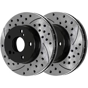 AutoShack Black Hat Drilled and Slotted Brake Rotors Front Brake Rotor Replacement Kit for Lexus GS400 SC300 LS400 1992-2000 SC400 1993-2005 GS300 2001-2005 IS300 GS430 2002-2010 SC430 RWD PR41174LR in Saudi Arabia