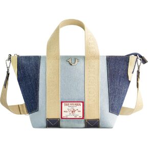 True Religion Tote Bag, Women's Casual Everyday Shoulder Handbag with Denim Patchwork and Adjustable Shoulder Strap, Multi in Saudi Arabia