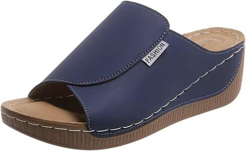 Wedge Sandals for Women Arch Support Platform Slides 2025 Slip on Casual Open Toe Wide Band Walking Shoe in Kuwait