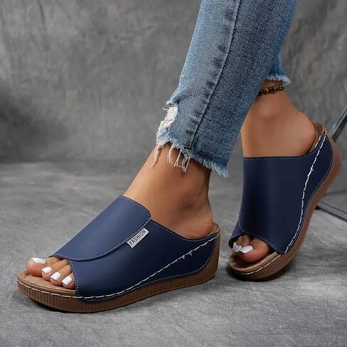 Wedge Sandals for Women Arch Support Platform Slides 2025 Slip on Casual Open Toe Wide Band Walking Shoe in Kuwait