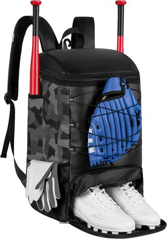 Softball Bag for Youth Adult, Sturdy Leather Baseball Bat Backpack with Shoe Compartment, Waterproof Baseball Bag with Fence Hook for TBall Bat & Equipment in Kuwait