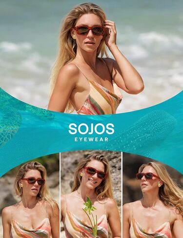 Sojos Ocean Collection نظارة شمسية للسيدات مربع مستقطب عصري ، نظارات شمس معاد تدويرها صديقة للبيئة ، ظلال مستطيل ، in Kuwait