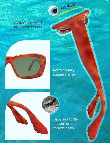 Sojos Ocean Collection نظارة شمسية للسيدات مربع مستقطب عصري ، نظارات شمس معاد تدويرها صديقة للبيئة ، ظلال مستطيل ، in Kuwait