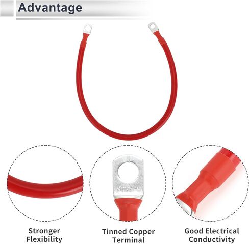 1 كمبيوتر كابل عالمي للبطارية العاكس 3/8 "Lug 5/16" Lug 8ft Battery Cable 4 AWG Gauge Red Tounded Copper in Kuwait