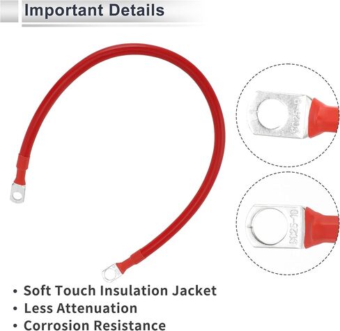 1 كمبيوتر كابل عالمي للبطارية العاكس 3/8 "Lug 5/16" Lug 8ft Battery Cable 4 AWG Gauge Red Tounded Copper in Kuwait