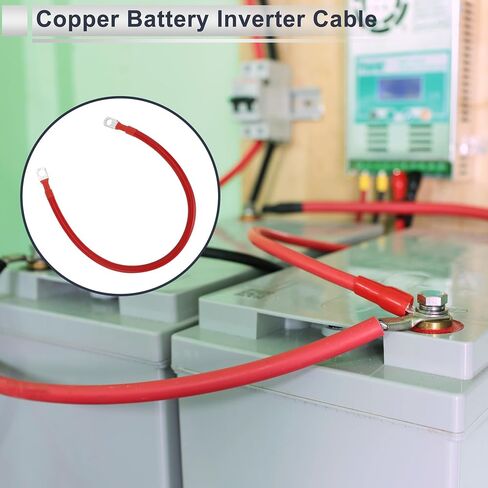 1 كمبيوتر كابل عالمي للبطارية العاكس 3/8 "Lug 5/16" Lug 8ft Battery Cable 4 AWG Gauge Red Tounded Copper in Kuwait