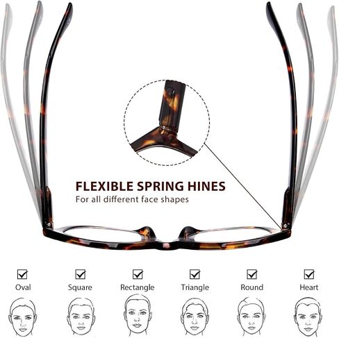 Oversized Reading Glasses for Women Men Trendy Large Frame Blue Light Blocking Readers Eyewear with Spring Hinges in Saudi Arabia