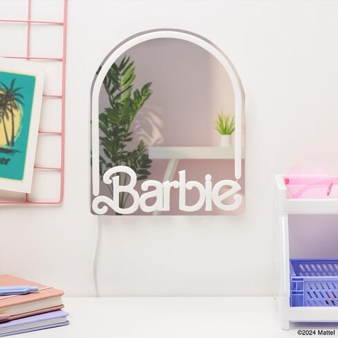 Paladone Barbie LED Neon Light Up Wall Mirror, Officially Licensed Mattel Home & Bedroom Décor for Girls, Teenagers, Women, Pink USB Powered Lamp in Saudi Arabia