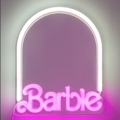Paladone Barbie LED Neon Light Up Wall Mirror, Officially Licensed Mattel Home & Bedroom Décor for Girls, Teenagers, Women, Pink USB Powered Lamp in Saudi Arabia