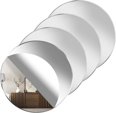 4 Pcs Mirror Sticker, 6 inch Round Adhesive Mirrors, Acrylic Mirror Wall Stickers Self Adhesive for Bathroom, Home, Living Room, Bedroom Decor in Saudi Arabia