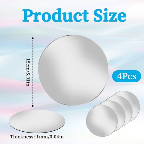 4 Pcs Mirror Sticker, 6 inch Round Adhesive Mirrors, Acrylic Mirror Wall Stickers Self Adhesive for Bathroom, Home, Living Room, Bedroom Decor in Saudi Arabia