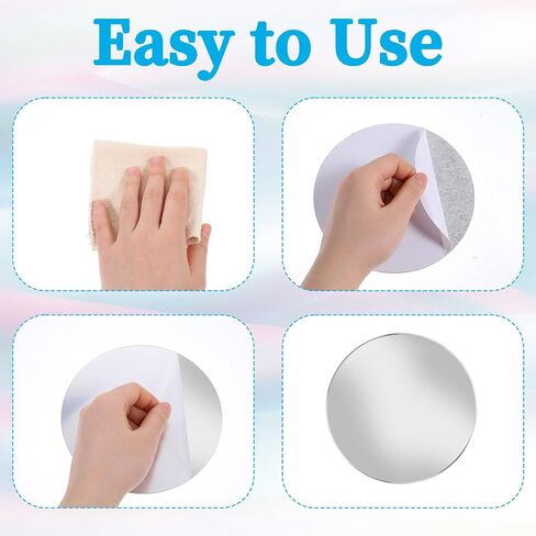 4 Pcs Mirror Sticker, 6 inch Round Adhesive Mirrors, Acrylic Mirror Wall Stickers Self Adhesive for Bathroom, Home, Living Room, Bedroom Decor in Saudi Arabia