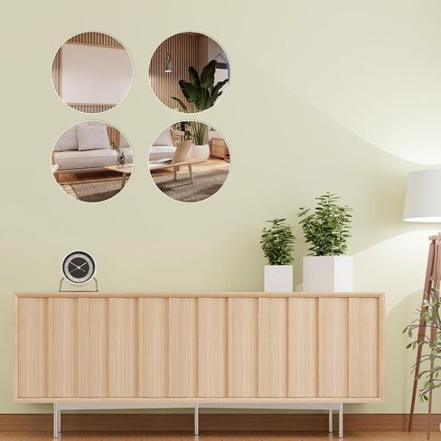 4 Pcs Mirror Sticker, 6 inch Round Adhesive Mirrors, Acrylic Mirror Wall Stickers Self Adhesive for Bathroom, Home, Living Room, Bedroom Decor in Saudi Arabia