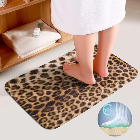 Leopard Print Bathroom Rug Sets 3 Piece Animal Skin Pattern Toilet Rug Set Washable Bath Rug U Shape Mat Toilet Lid Cover Mat Accessories Decorations 16"x24" in Saudi Arabia