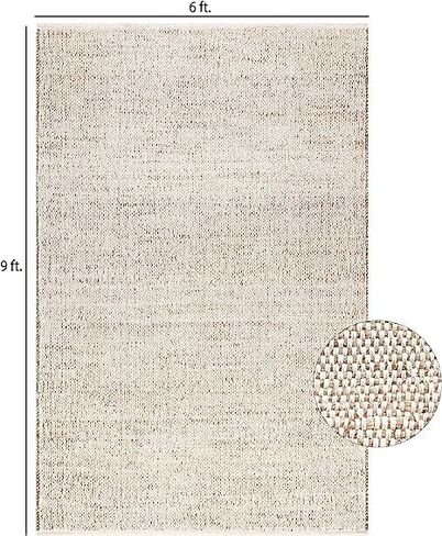 FRELISH DECOR Handwoven Jute Blend Cotton Area Rug - Contemporary Farmhouse Decor- Vintage Rustic Nautical Rugs for Bedroom - Living Room - Kitchen - Classy Home Decor (6'x9') in Saudi Arabia