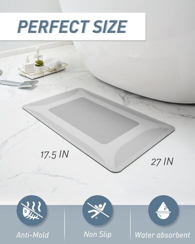 SIXHOME-Bath Rug-Quick Dry Absorbent Rubber Backed Thin Bathroom Rugs Fit Under Door-Bath Mats for Bathroom Floor Mat in Front of Sink-Shower Rug 17"X27.5" in Saudi Arabia
