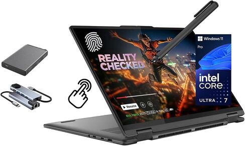 Lenovo Yoga 7 7i 2-in-1 Touchscreen Laptop, 16" 2K IPS, Intel Ultra 7 155U (Beats i7-1355U) AI Boost NPU, 16GB RAM, 512GB SSD + 500GB Portable Drive, Backlit, FP, Stylus Pen, Win 11 in Saudi Arabia