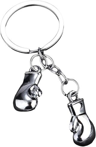 Lily Brown Boxing Gloves Keychain Pendant for Men Women Simulation Fitness Equipment Keyring Couples Car Keys in Saudi Arabia