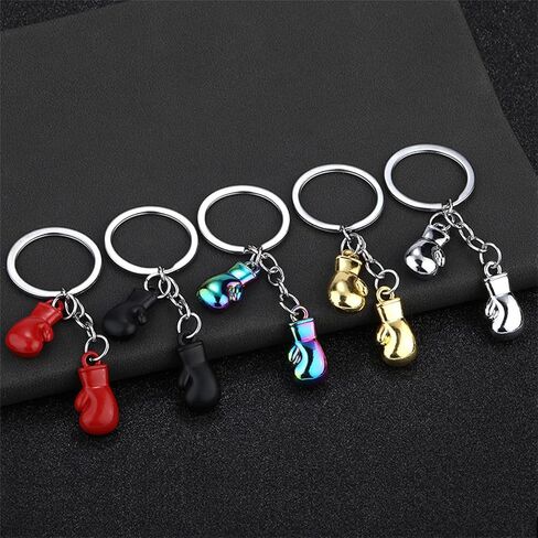 Lily Brown Boxing Gloves Keychain Pendant for Men Women Simulation Fitness Equipment Keyring Couples Car Keys in Saudi Arabia