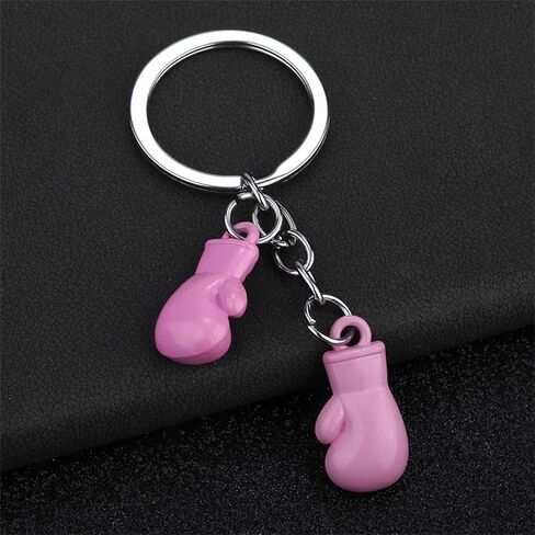Lily Brown Boxing Gloves Keychain Pendant for Men Women Simulation Fitness Equipment Keyring Couples Car Keys in Saudi Arabia