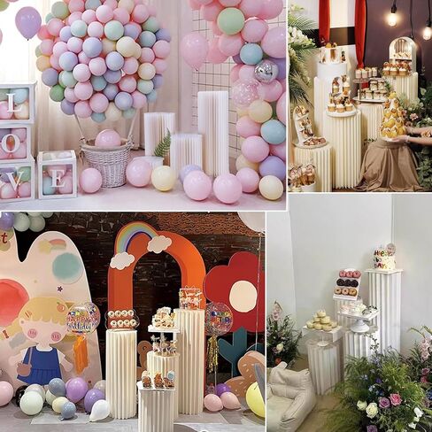 4Pack Cylinder Pedestal Stand, Round Display Cupcake Dessert Table with Clear Acrylic Plate, Foldable Showcase Platform Column for Wedding Banquet Decorative in Saudi Arabia