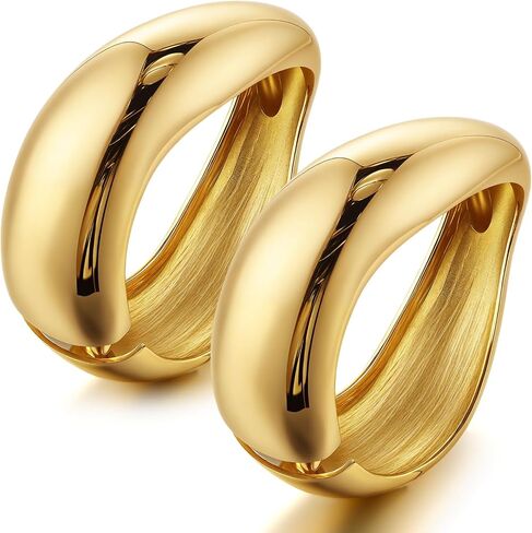 Tondiamo 2 Pcs Chunky Gold Bangle Bracelets Hinged Cuff Open Wide Chunky Cuffs Bracelet for Women Arm Wrist Bangle Gift in Saudi Arabia
