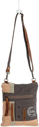 Myra Bag Crossbody Bag for Women - Western Upcycled Canvas & Leather Shoulder Handbag Brown in Saudi Arabia