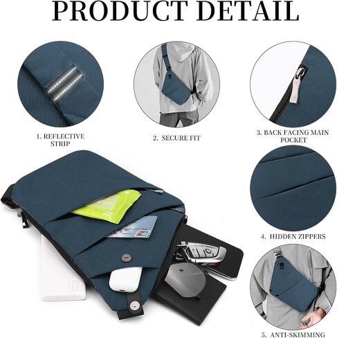 Anti Theft Crossbody Travel Bag - Multi-pocket Shoulder Bag with Adjustable Strap,Slim Sling Bag for Women Men in Saudi Arabia