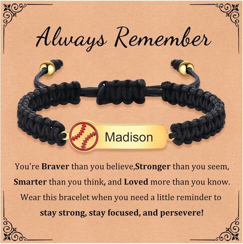 MEALGUET Personalized Name ID Sports Bracelet for Boys : Handmade Braided Custom Name Baseball/Football/Basketball Bracelet Gifts for Son Grandson Boys Toddlers Teens in Saudi Arabia