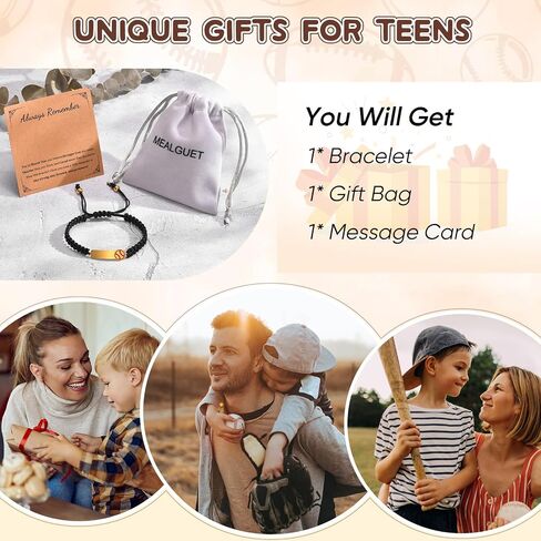 MEALGUET Personalized Name ID Sports Bracelet for Boys : Handmade Braided Custom Name Baseball/Football/Basketball Bracelet Gifts for Son Grandson Boys Toddlers Teens in Saudi Arabia