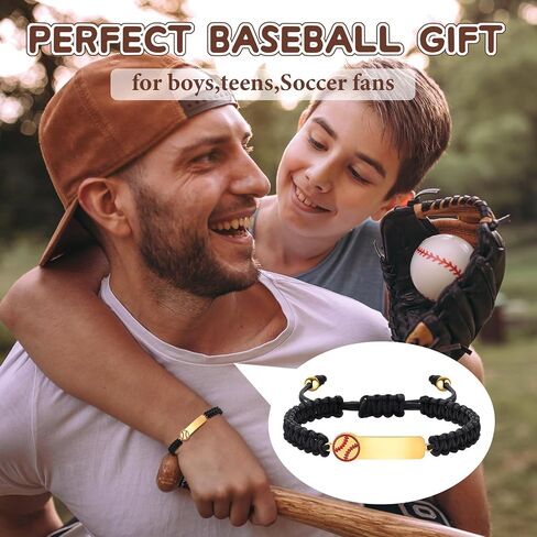 MEALGUET Personalized Name ID Sports Bracelet for Boys : Handmade Braided Custom Name Baseball/Football/Basketball Bracelet Gifts for Son Grandson Boys Toddlers Teens in Saudi Arabia