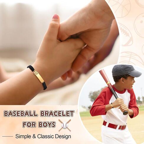 MEALGUET Personalized Name ID Sports Bracelet for Boys : Handmade Braided Custom Name Baseball/Football/Basketball Bracelet Gifts for Son Grandson Boys Toddlers Teens in Saudi Arabia