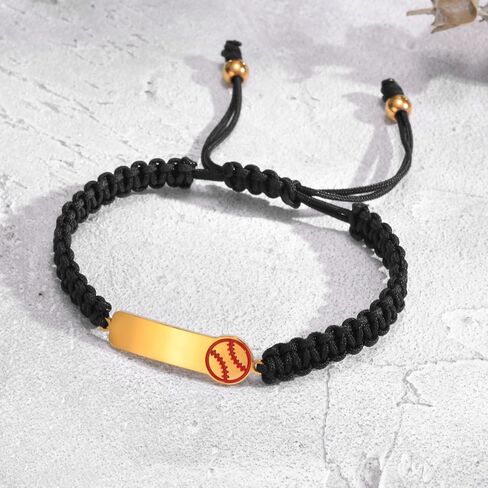 MEALGUET Personalized Name ID Sports Bracelet for Boys : Handmade Braided Custom Name Baseball/Football/Basketball Bracelet Gifts for Son Grandson Boys Toddlers Teens in Saudi Arabia
