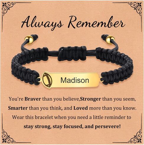 MEALGUET Personalized Name ID Sports Bracelet for Boys : Handmade Braided Custom Name Baseball/Football/Basketball Bracelet Gifts for Son Grandson Boys Toddlers Teens in Saudi Arabia
