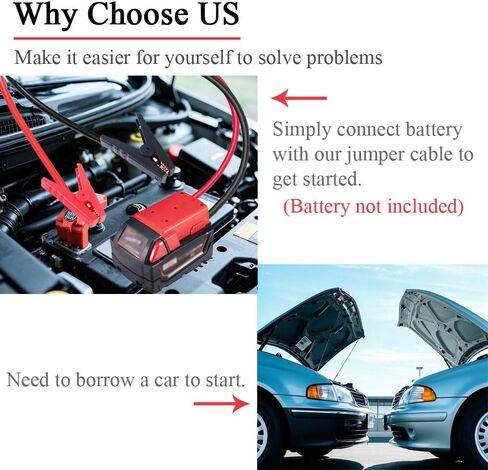 كابلات الطائر متوافقة مع بطارية Milwaukee M18 ، 2 قدم 8AWG بطارية محمولة بطارية طاقة كابلات Automotive Booster Cables لبدء تشغيل السيارة باستخدام الأداة in Kuwait