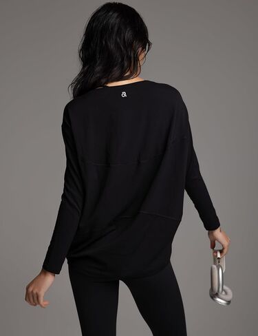 Wenamelt Easy Flow Top Women’s Long Sleeve Casual Shirt Loose Fit Athletic Yoga T-Shirts Boat Neck Soft Workout Tops in Kuwait