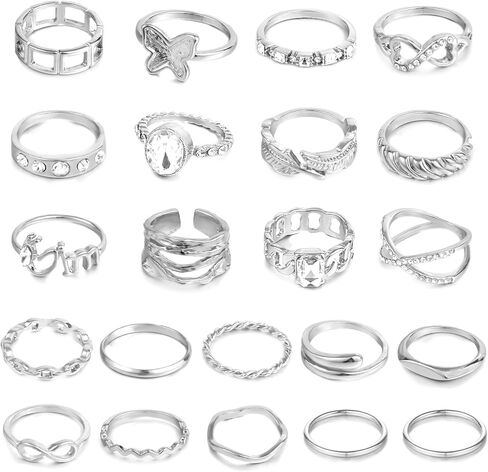 CHICUTIE Gold Knuckle Rings Set For Women Stackable Joint Finger Midi Rings Dainty Cubic Crystal Zirconia Hollow Twist Cute Pack Jewelry Gift in Saudi Arabia
