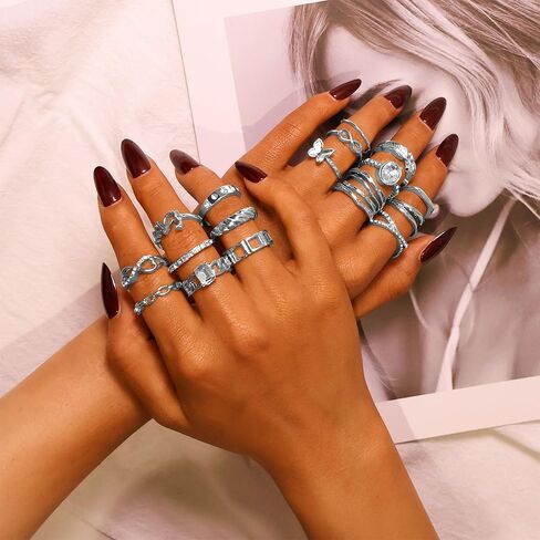 CHICUTIE Gold Knuckle Rings Set For Women Stackable Joint Finger Midi Rings Dainty Cubic Crystal Zirconia Hollow Twist Cute Pack Jewelry Gift in Saudi Arabia