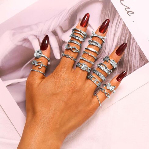 CHICUTIE Gold Knuckle Rings Set For Women Stackable Joint Finger Midi Rings Dainty Cubic Crystal Zirconia Hollow Twist Cute Pack Jewelry Gift in Saudi Arabia