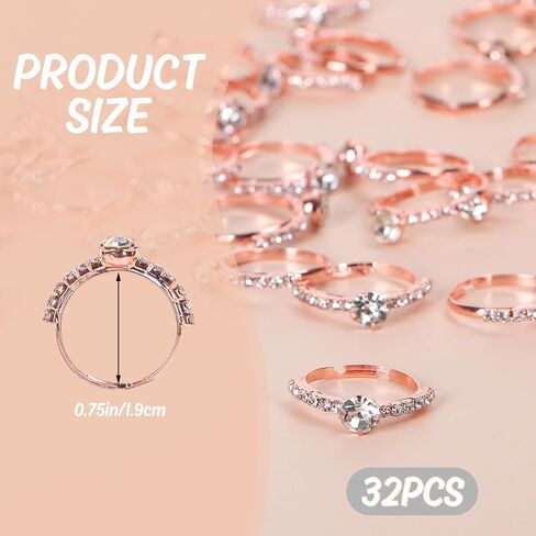 Whaline 32 Pack Bridal Shower Diamond Ring Fake Diamond Engagement Rings Rings Flugial Fling in Saudi Arabia