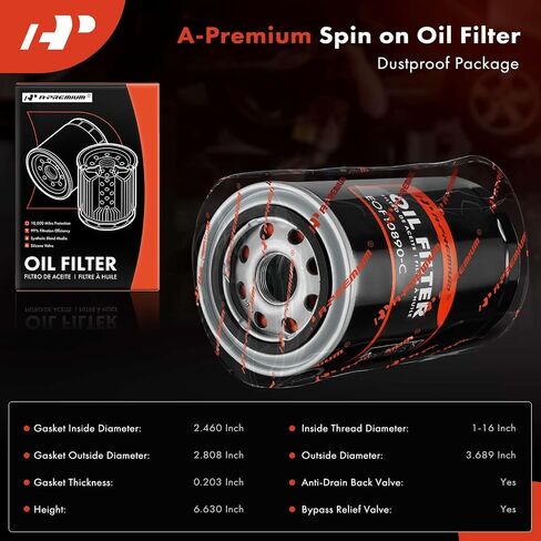 A-Premium 10K Miles Protection Spin On Oil Filter Compatible with Ford F-250 Super Duty 2011-2023, F-350 Super Duty 2011-2023, F-450 Super Duty 2011-2023, F-550 Super Duty 2011-2023, F-650, F-750 in Saudi Arabia