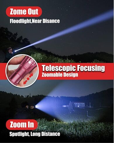 Victoper LED Flashlight 2 Pack Red, Bright 2000 Lumens Tactical Flashlights High Lumens with 5 Modes, Waterproof Zoomable Flash Light for Outdoor, Gifts for New Year 2025 Camping Essentials Gear in Saudi Arabia