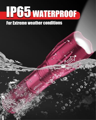 Victoper LED Flashlight 2 Pack Red, Bright 2000 Lumens Tactical Flashlights High Lumens with 5 Modes, Waterproof Zoomable Flash Light for Outdoor, Gifts for New Year 2025 Camping Essentials Gear in Saudi Arabia