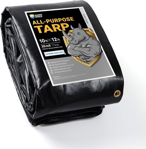 GUARD SHIELD Extreme Heavy Duty Black Poly Tarp 10x12 Feet Cover Waterproof Tarps 20mil Thick UV and Tear Resistant Tarpaulin in Saudi Arabia