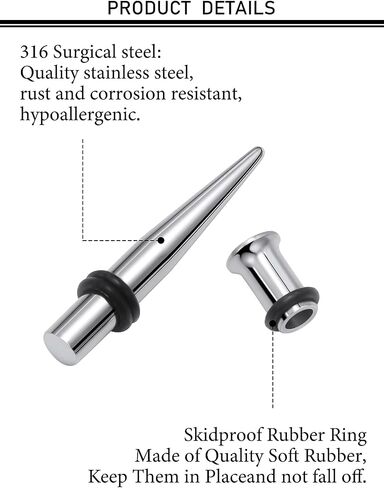 12G 10G 8G 6G 4G 2G 0G 00G Ear Stretching Kit 316L Surgical Steel Tapers and Tunnels Ear Gauges Expander Set Body Piercing Jewelry for Women Men in Kuwait