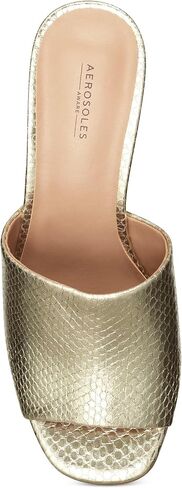 Aerosoles Women's Entree Heeled Sandal, Gold Snake Embossed, 8 in Saudi Arabia