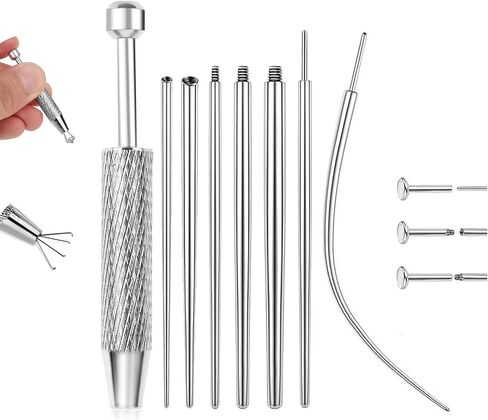 ثقب التفتت غير المراتية الإدراج دبوس دبوس grabber أداة لتغيير حرك الظهر المسطح ، 20G 18G 16G 14G أداة Appologator Tool منحنية للأنف الشفاه الغضروف in Kuwait