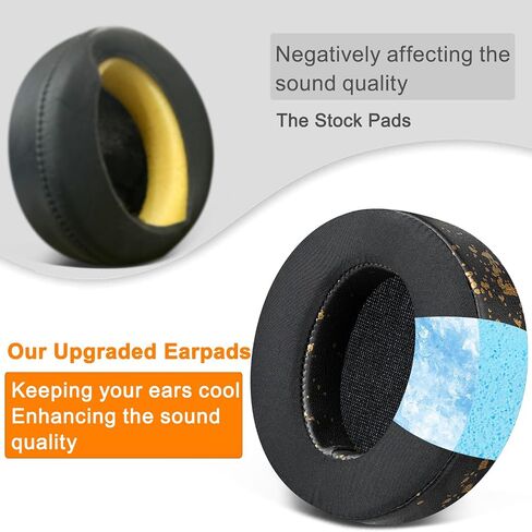 SOULWIT Cooling Gel Earpads Cushions Replacement for Sony MDR-XB950 XB950BT XB950B1 XB950N1 XB950AP Over-Ear Headphones, Ear Pads with Noise Isolation Memory Foam - Black in Saudi Arabia