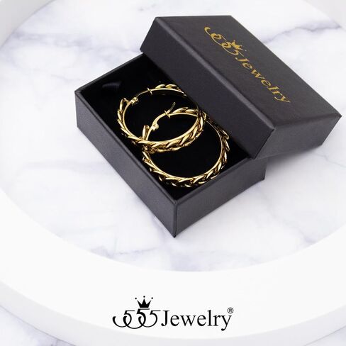 555 jewelelry سلسلة ارتباط الصلب غير القابل للصدأ أقراط للنساء لسلسلة كبح hypoallergenic ارتباط أقراط Huggie Hoop للفتيات in Kuwait